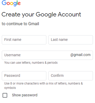 how to create a gmail form?