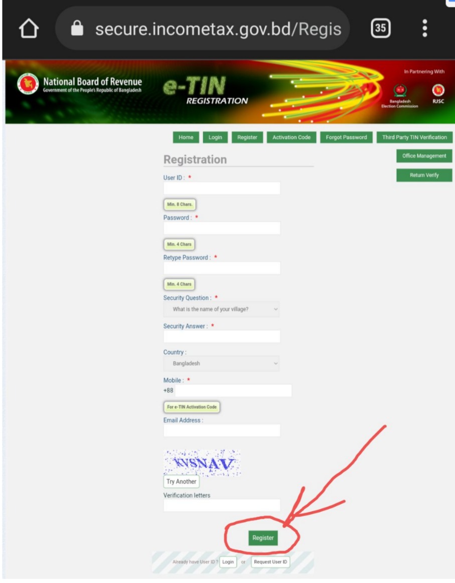 e-TIN registration process