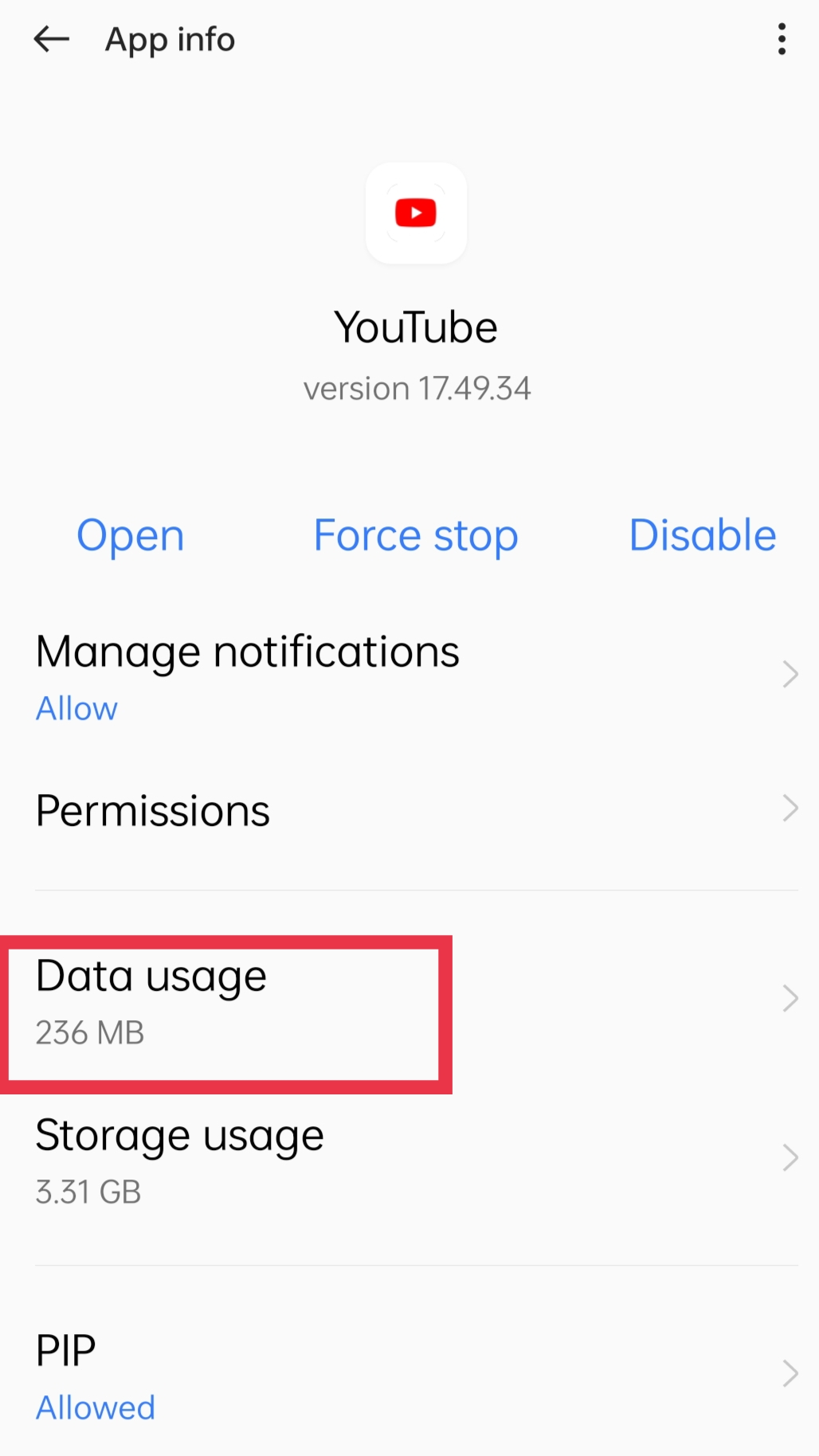 Select this step data usage